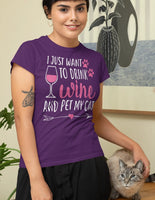 Drink Wine & Pet My Cat Jersey Short-Sleeve T-Shirt - Image #1