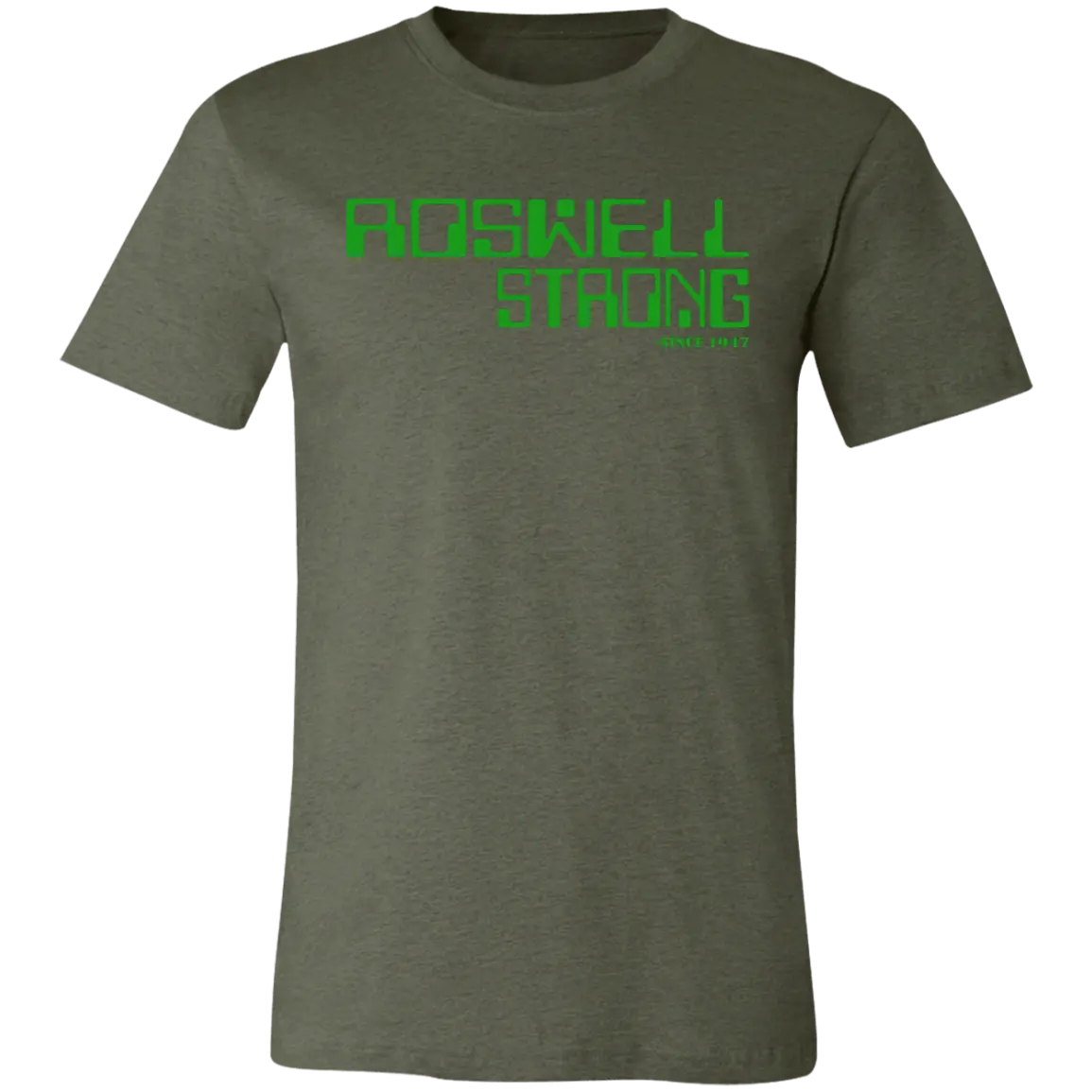 Roswell Strong Jersey Short-Sleeve T-Shirt - T-Shirts Heather Military Green / S Real Domain Streetwear Real Domain Streetwear