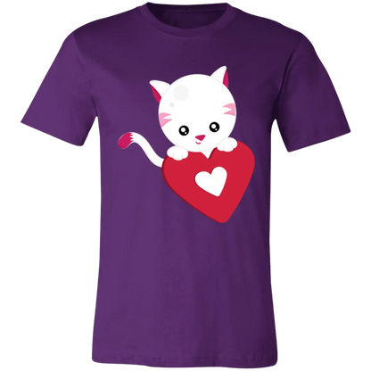 Cat with Heart Jersey Short-Sleeve T-Shirt - T-Shirts Team Purple / S Real Domain Streetwear Real Domain Streetwear