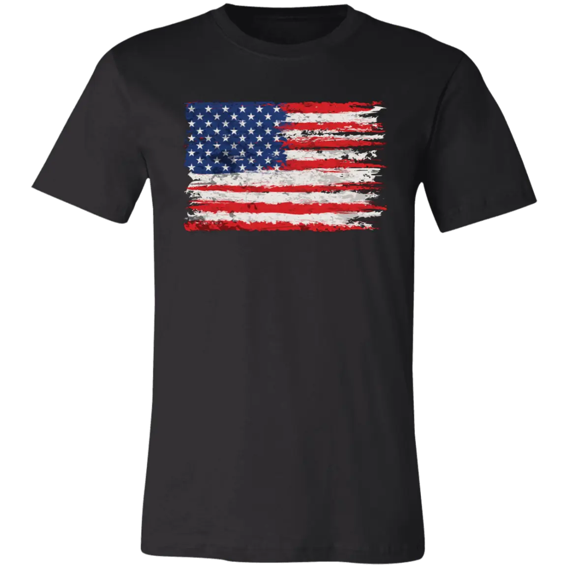 Tattered American Flag Jersey Short-Sleeve T-Shirt - T-Shirts Black / M Real Domain Streetwear Real Domain Streetwear