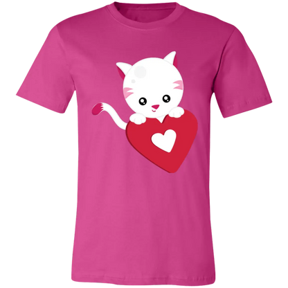 Cat with Heart Jersey Short-Sleeve T-Shirt - T-Shirts Berry / S Real Domain Streetwear Real Domain Streetwear