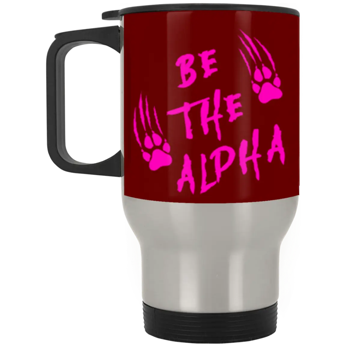 Be the Alpha Pink Silver Stainless Travel Mug - Image #3