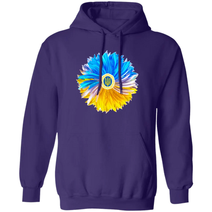 Ukrainian Peace Flower Pullover Hoodie - Hoodies Purple / M Real Domain Streetwear Real Domain Streetwear