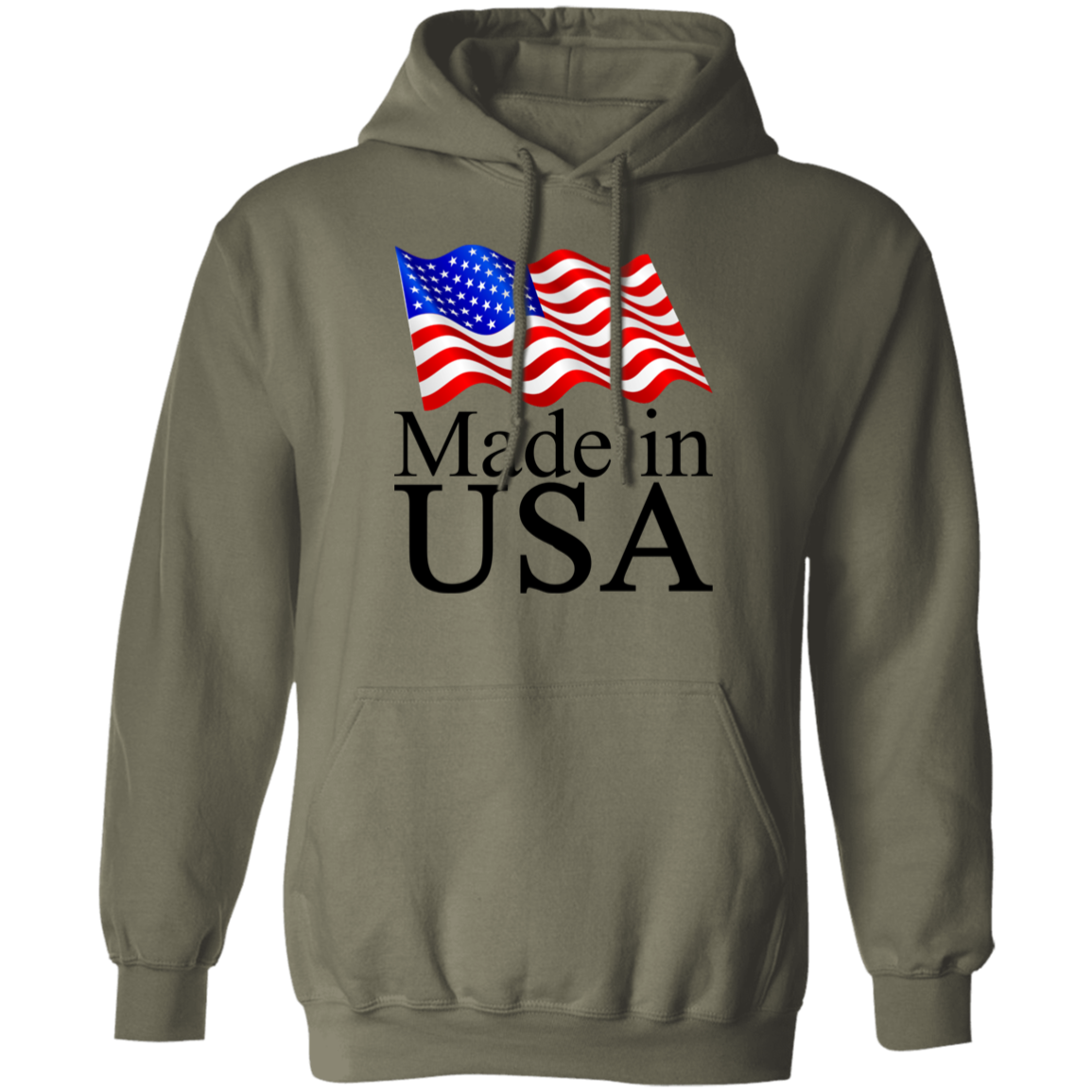 Made in USA American Flag Pullover Hoodie - Hoodies Military Green / M Real Domain Streetwear Real Domain Streetwear