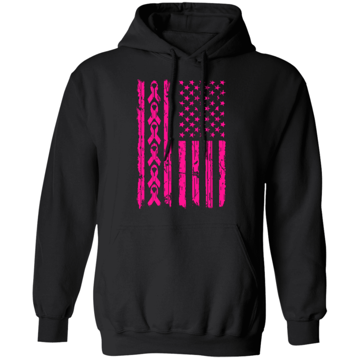 Breast Cancer Support Pullover Hoodie - Hoodies Black / S Real Domain Streetwear Real Domain Streetwear