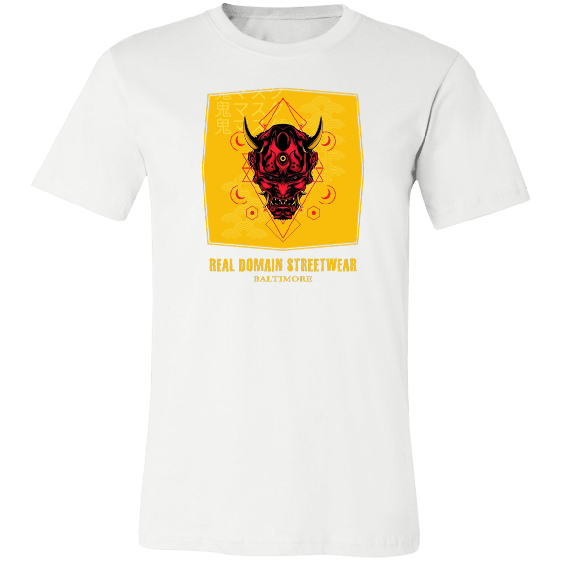 Hannya Mask Style Jersey Short-Sleeve T-Shirt - T-Shirts White / M Real Domain Streetwear Real Domain Streetwear