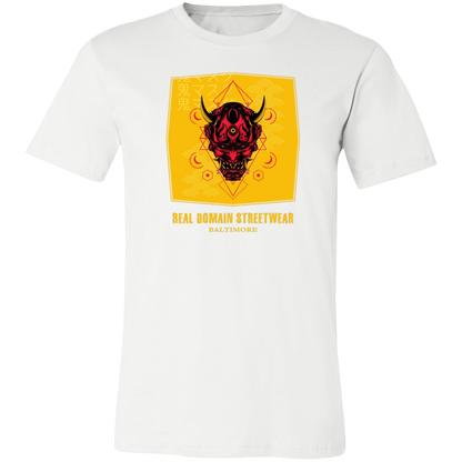 Hannya Mask Style Jersey Short-Sleeve T-Shirt - T-Shirts White / M Real Domain Streetwear Real Domain Streetwear