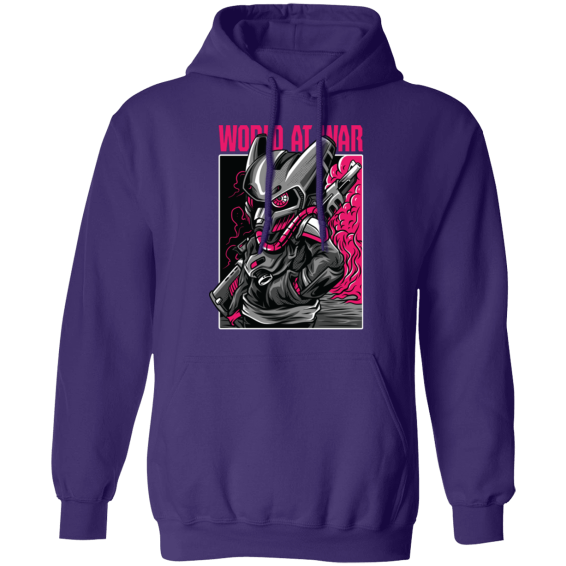 World at War Manga Style Pullover Hoodie - Hoodies Purple / M Real Domain Streetwear Real Domain Streetwear