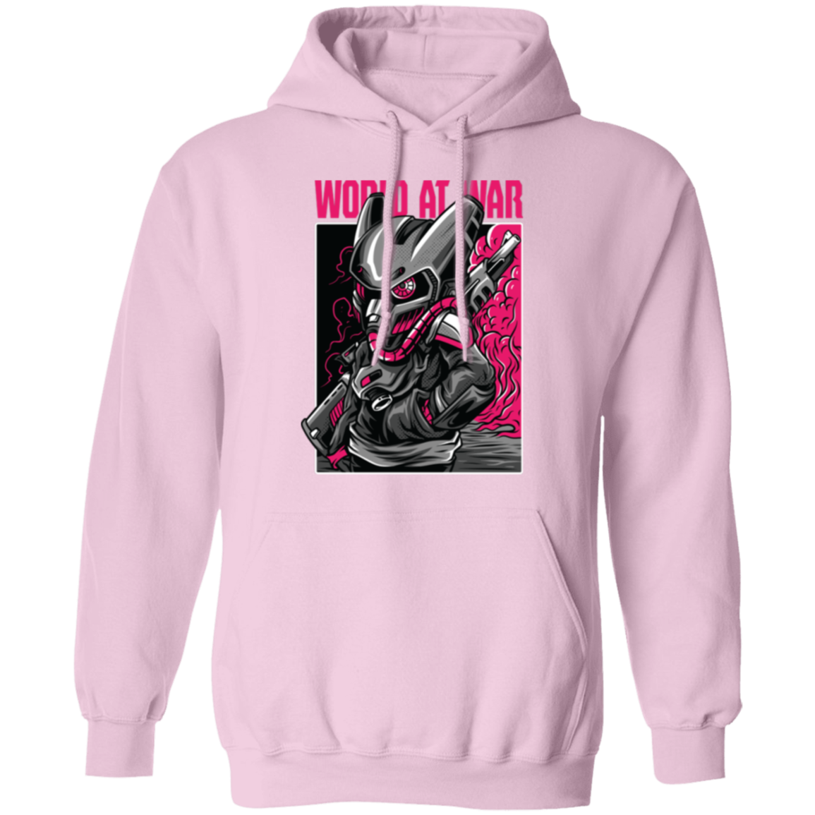 World at War Manga Style Pullover Hoodie - Hoodies Light Pink / M Real Domain Streetwear Real Domain Streetwear