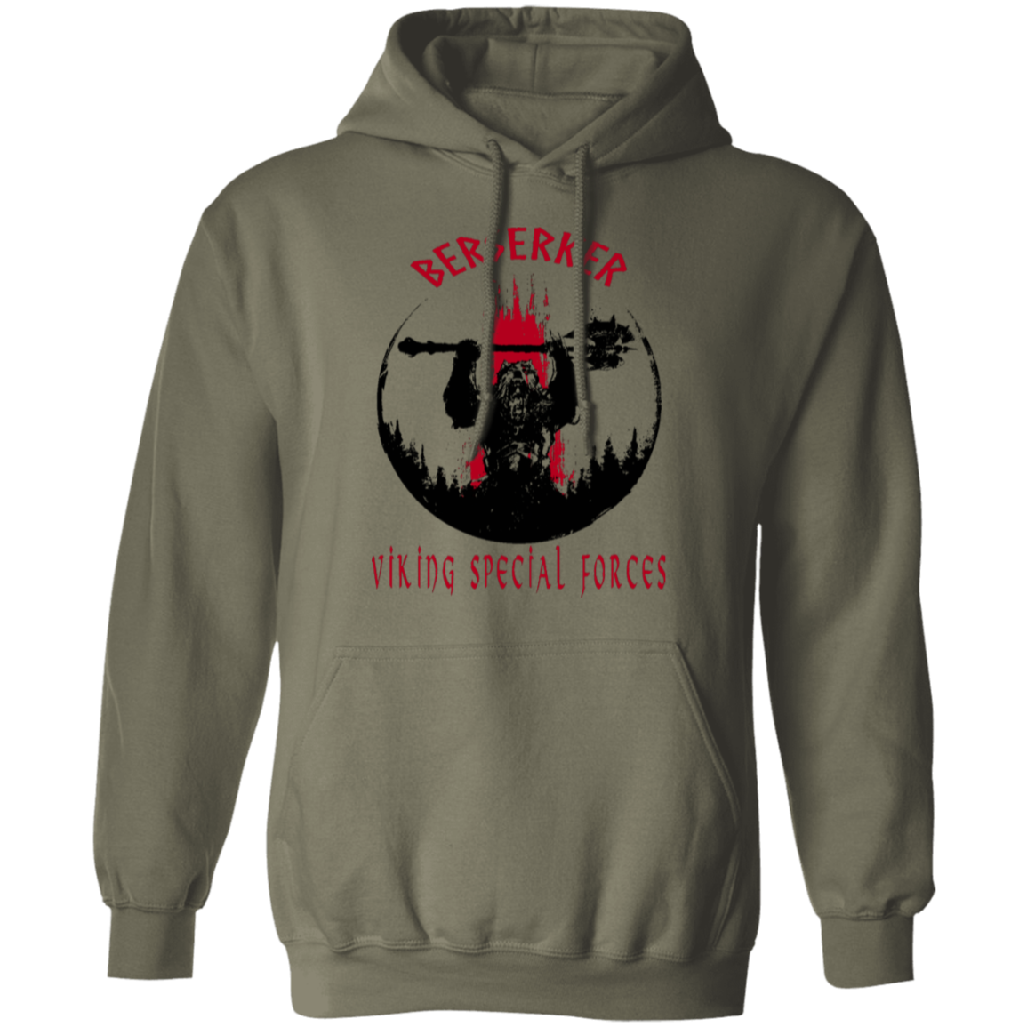 Berserker Viking Special Forces Pullover Hoodie - Hoodies Military Green / M Real Domain Streetwear Real Domain Streetwear