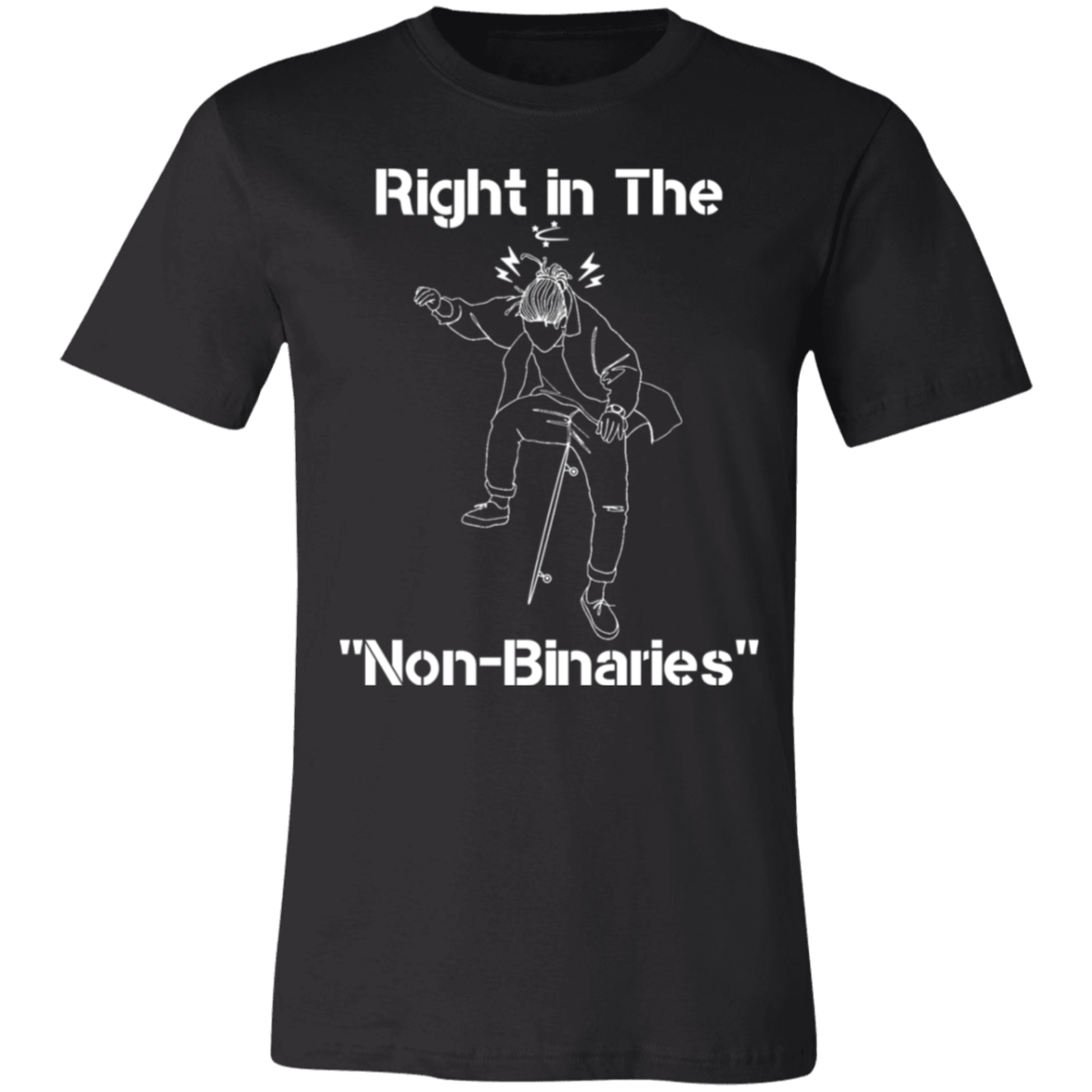 Right in the "Non-Binaries" Jersey Short-Sleeve T-Shirt - T-Shirts Black / S Real Domain Streetwear Real Domain Streetwear