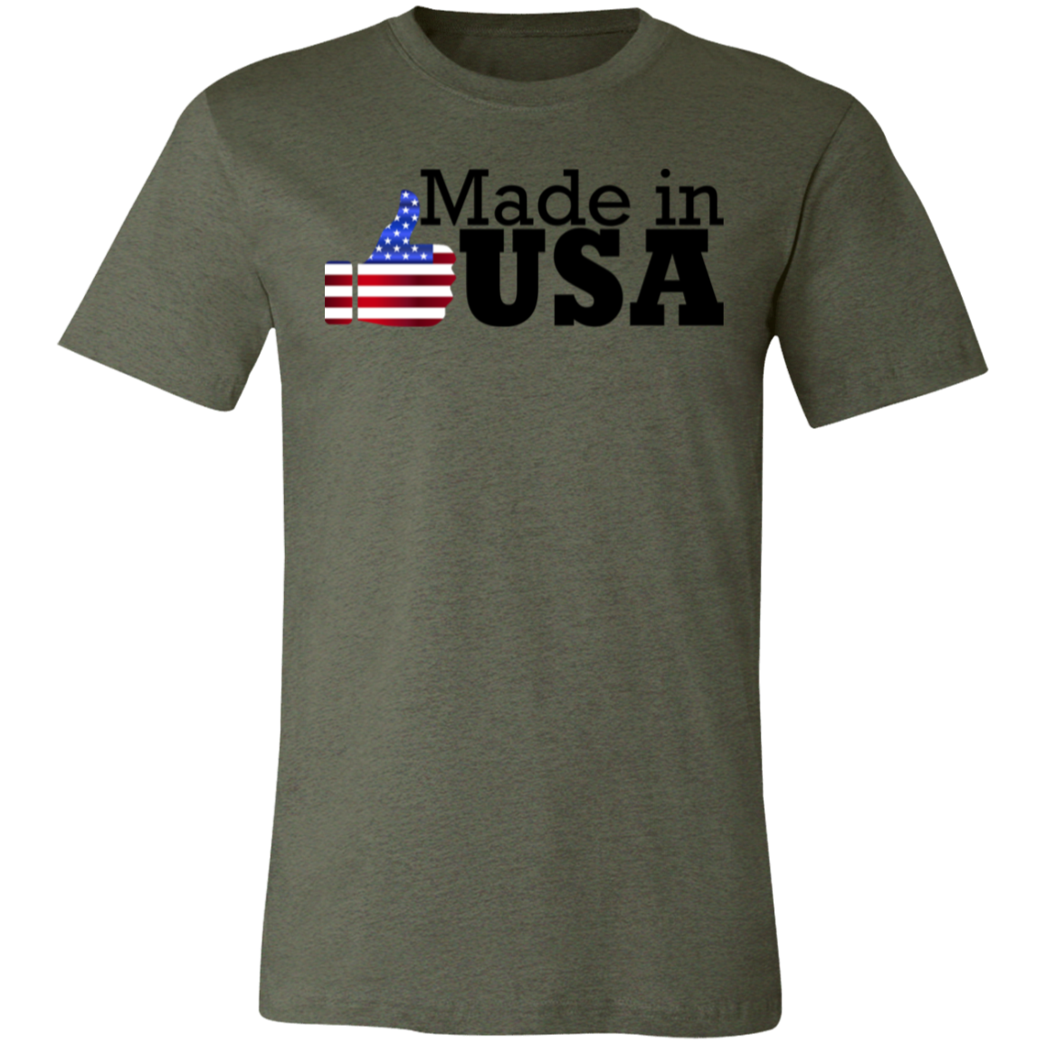 Made in USA Thumbs Up Jersey Short-Sleeve T-Shirt - T-Shirts Heather Military Green / M Real Domain Streetwear Real Domain Streetwear
