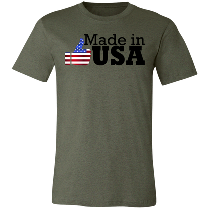 Made in USA Thumbs Up Jersey Short-Sleeve T-Shirt - T-Shirts Heather Military Green / M Real Domain Streetwear Real Domain Streetwear