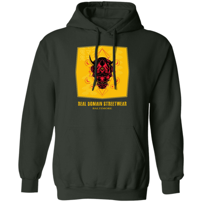 Real Domain Streetwear Hannya Mask Style Pullover Hoodie: Unleash Your Inner Gamer and Skater!