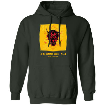 Hannya Mask Style Pullover Hoodie - Hoodies Forest Green / M Real Domain Streetwear Real Domain Streetwear