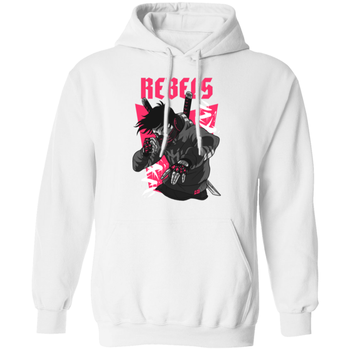 Rebels Manga Style Pullover Hoodie - Hoodies White / S Real Domain Streetwear Real Domain Streetwear