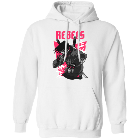 Rebels Manga Style Pullover Hoodie - Hoodies White / S Real Domain Streetwear Real Domain Streetwear