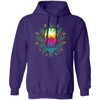 Pot Leaf Sunburst Skull Pullover Hoodie - Hoodies Purple / M Real Domain Streetwear Real Domain Streetwear