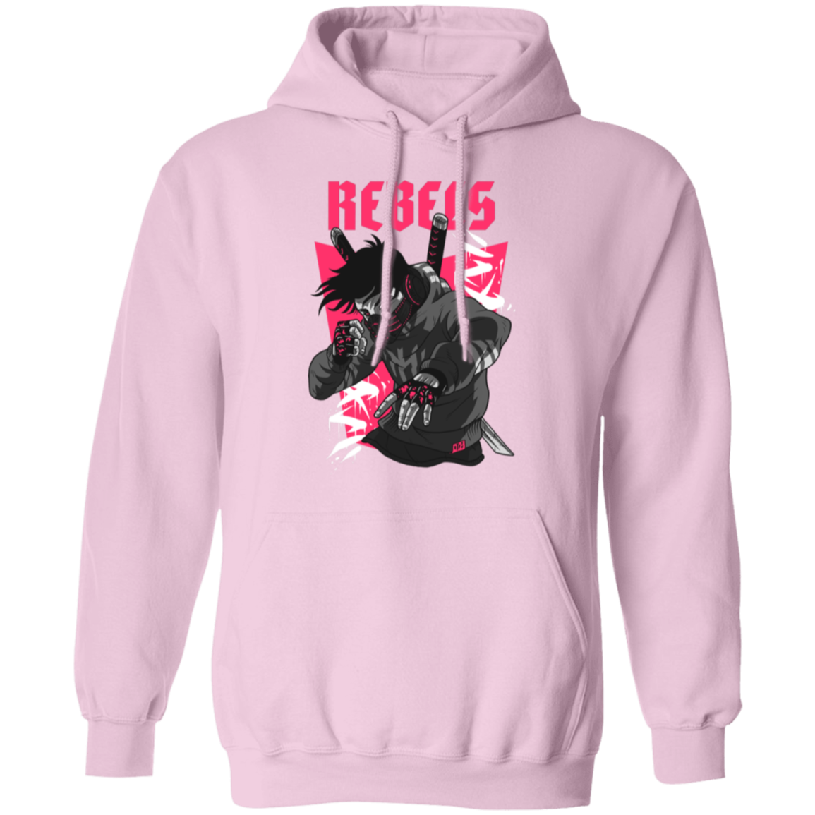 Rebels Manga Style Pullover Hoodie - Hoodies Light Pink / S Real Domain Streetwear Real Domain Streetwear