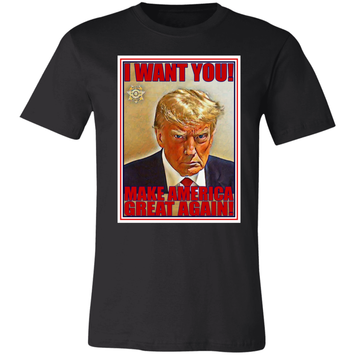 Trump I Want You Jersey Short-Sleeve T-Shirt - T-Shirts Black / S Real Domain Streetwear Real Domain Streetwear