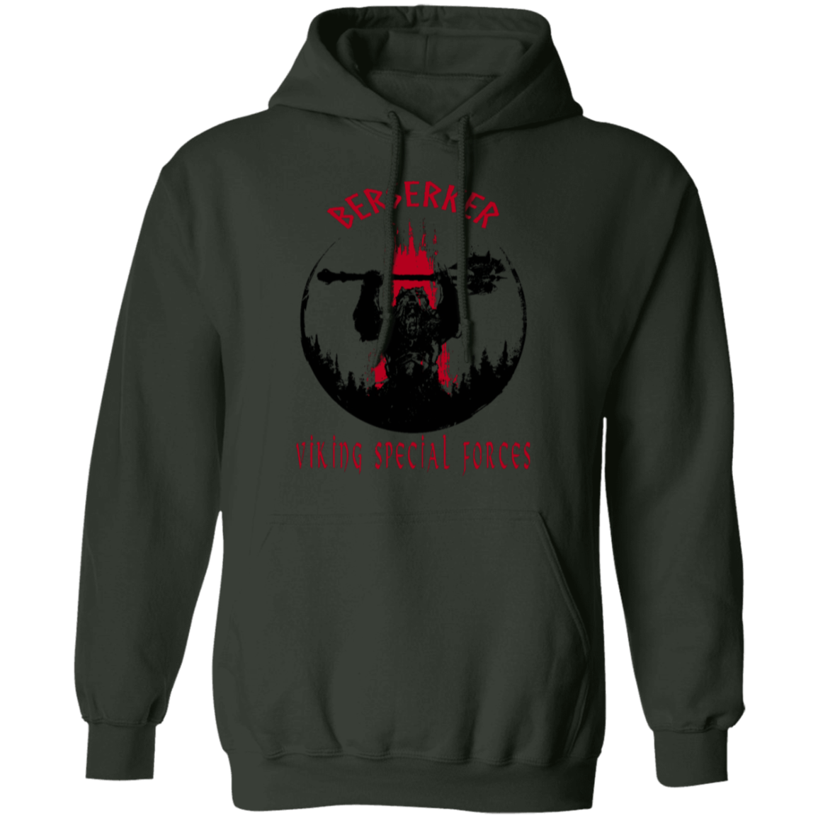 Berserker Viking Special Forces Pullover Hoodie - Hoodies Forest Green / M Real Domain Streetwear Real Domain Streetwear