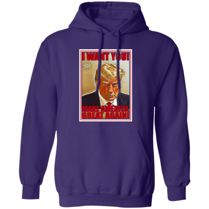 Trump I Want You Pullover Hoodie - Hoodies Purple / M Real Domain Streetwear Real Domain Streetwear