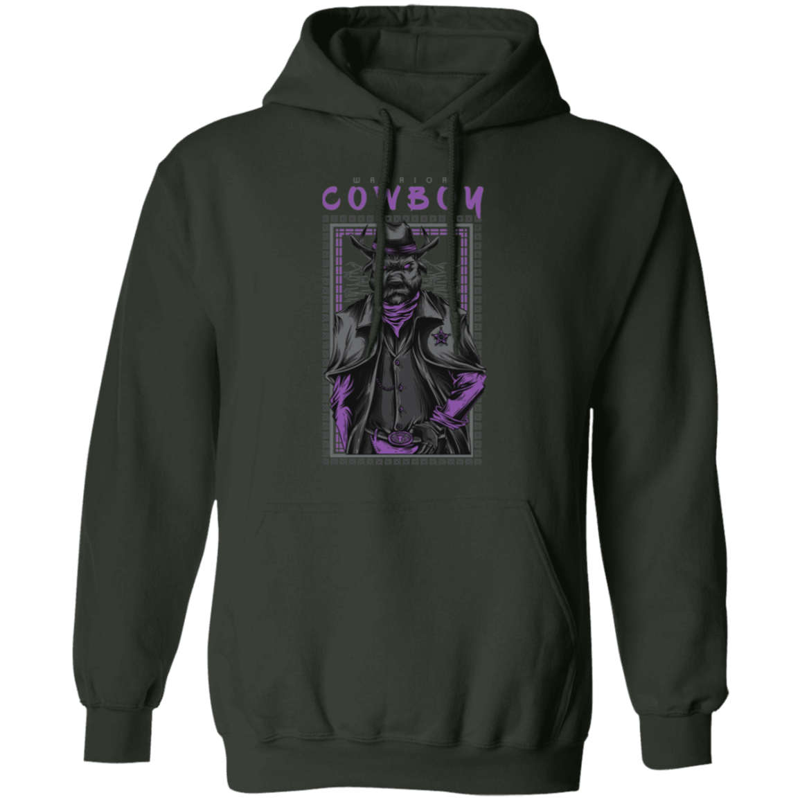 Warrior Cowboy Pullover Hoodie - Hoodies Forest Green / M Real Domain Streetwear Real Domain Streetwear