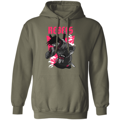 Rebels Manga Style Pullover Hoodie - Hoodies Military Green / S Real Domain Streetwear Real Domain Streetwear
