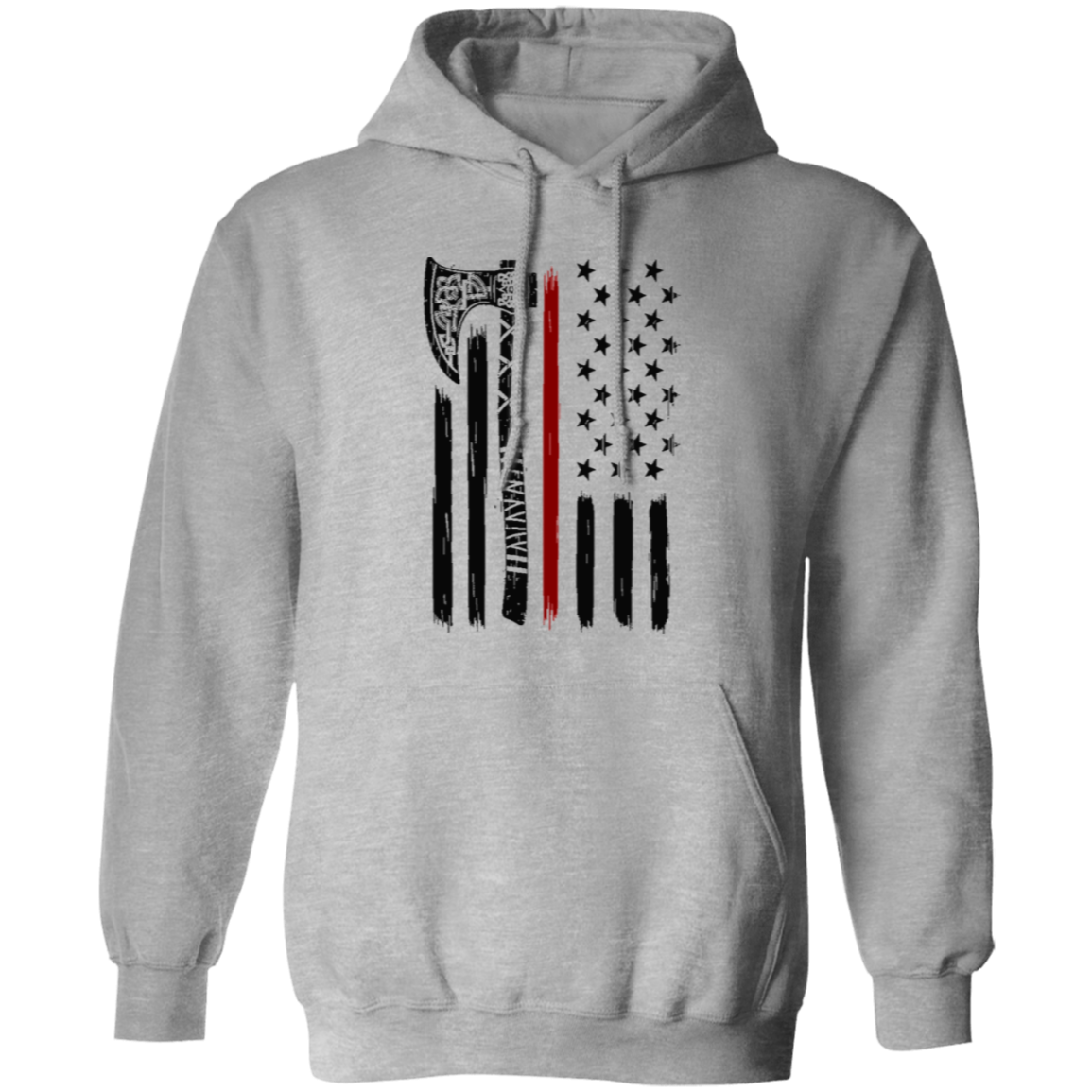 Viking Axe American Flag Pullover Hoodie - Hoodies Sport Grey / M Real Domain Streetwear Real Domain Streetwear