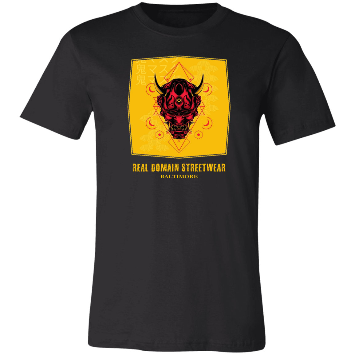 Hannya Mask Style Jersey Short-Sleeve T-Shirt - T-Shirts Black / M Real Domain Streetwear Real Domain Streetwear