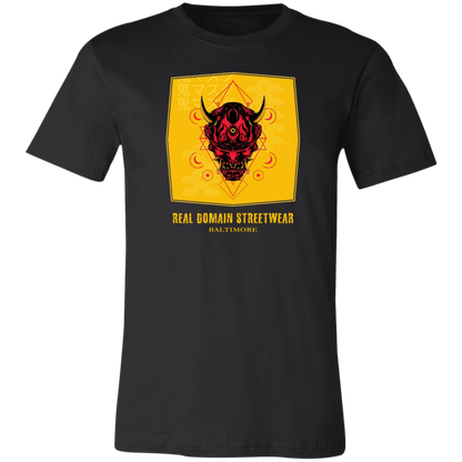 Hannya Mask Style Jersey Short-Sleeve T-Shirt - T-Shirts Black / M Real Domain Streetwear Real Domain Streetwear