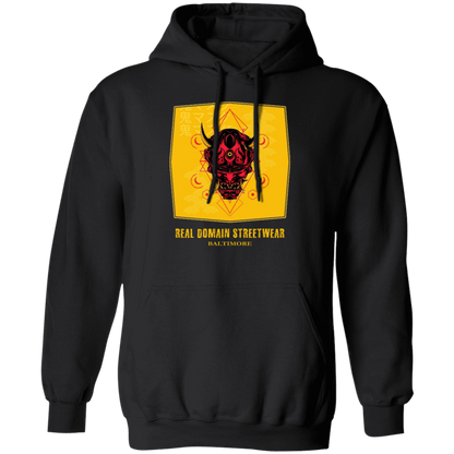 Hannya Mask Style Pullover Hoodie - Hoodies Black / M Real Domain Streetwear Real Domain Streetwear