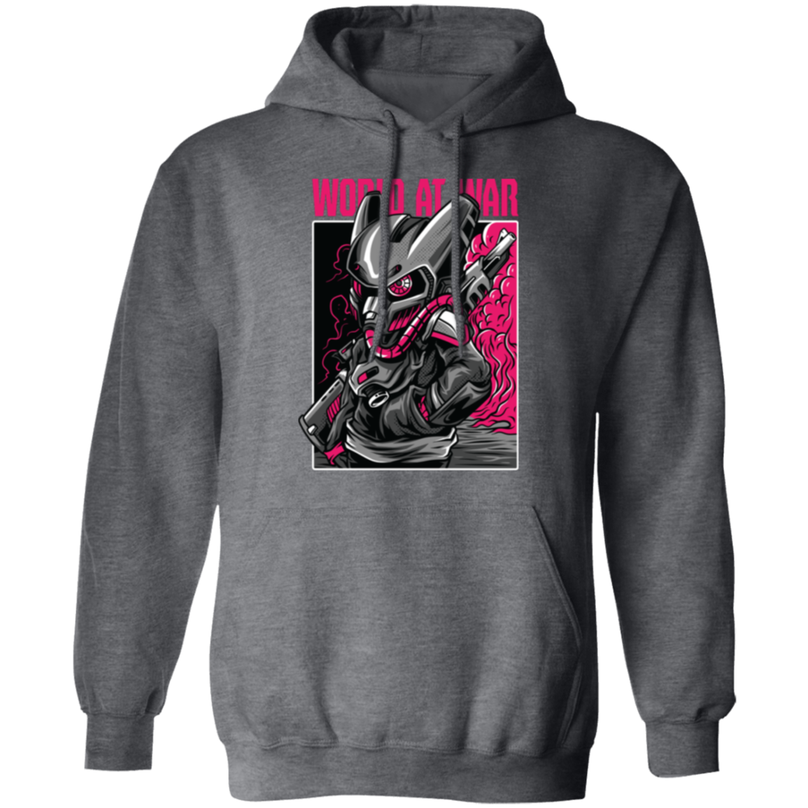 World at War Manga Style Pullover Hoodie - Hoodies Dark Heather / M Real Domain Streetwear Real Domain Streetwear