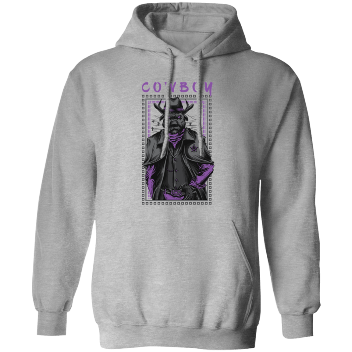 Warrior Cowboy Pullover Hoodie - Hoodies Sport Grey / M Real Domain Streetwear Real Domain Streetwear