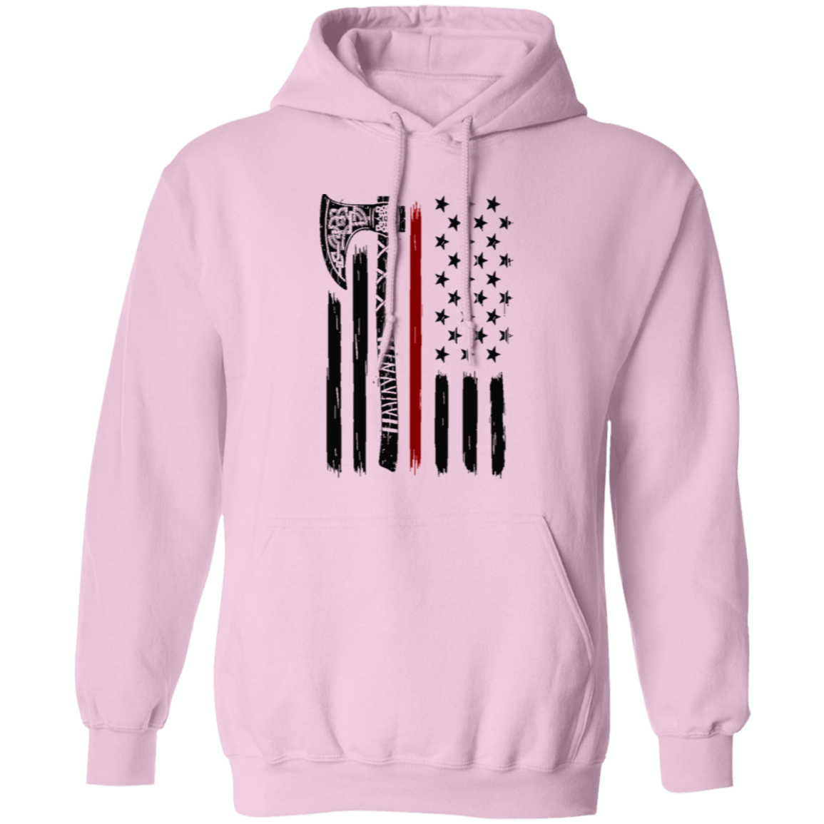 Viking Axe American Flag Pullover Hoodie - Hoodies Light Pink / M Real Domain Streetwear Real Domain Streetwear