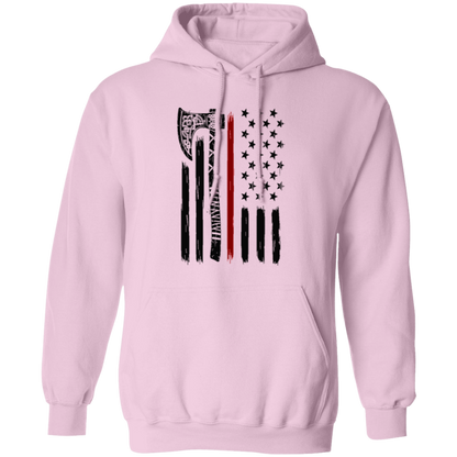 Viking Axe American Flag Pullover Hoodie - Hoodies Light Pink / M Real Domain Streetwear Real Domain Streetwear