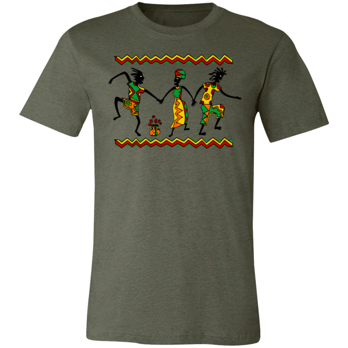 Tribal Dance Jersey Short-Sleeve T-Shirt - T-Shirts Heather Military Green / M Real Domain Streetwear Real Domain Streetwear