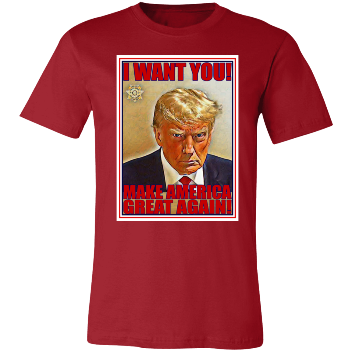 Trump I Want You Jersey Short-Sleeve T-Shirt - T-Shirts Canvas Red / S Real Domain Streetwear Real Domain Streetwear