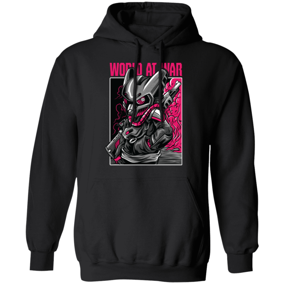 World at War Manga Style Pullover Hoodie - Hoodies Black / M Real Domain Streetwear Real Domain Streetwear