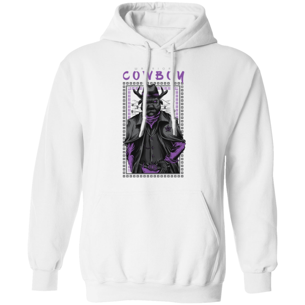 Warrior Cowboy Pullover Hoodie - Hoodies White / M Real Domain Streetwear Real Domain Streetwear