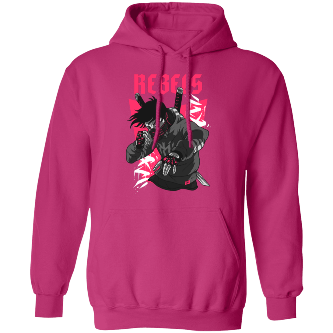 Rebels Manga Style Pullover Hoodie - Hoodies Heliconia / S Real Domain Streetwear Real Domain Streetwear