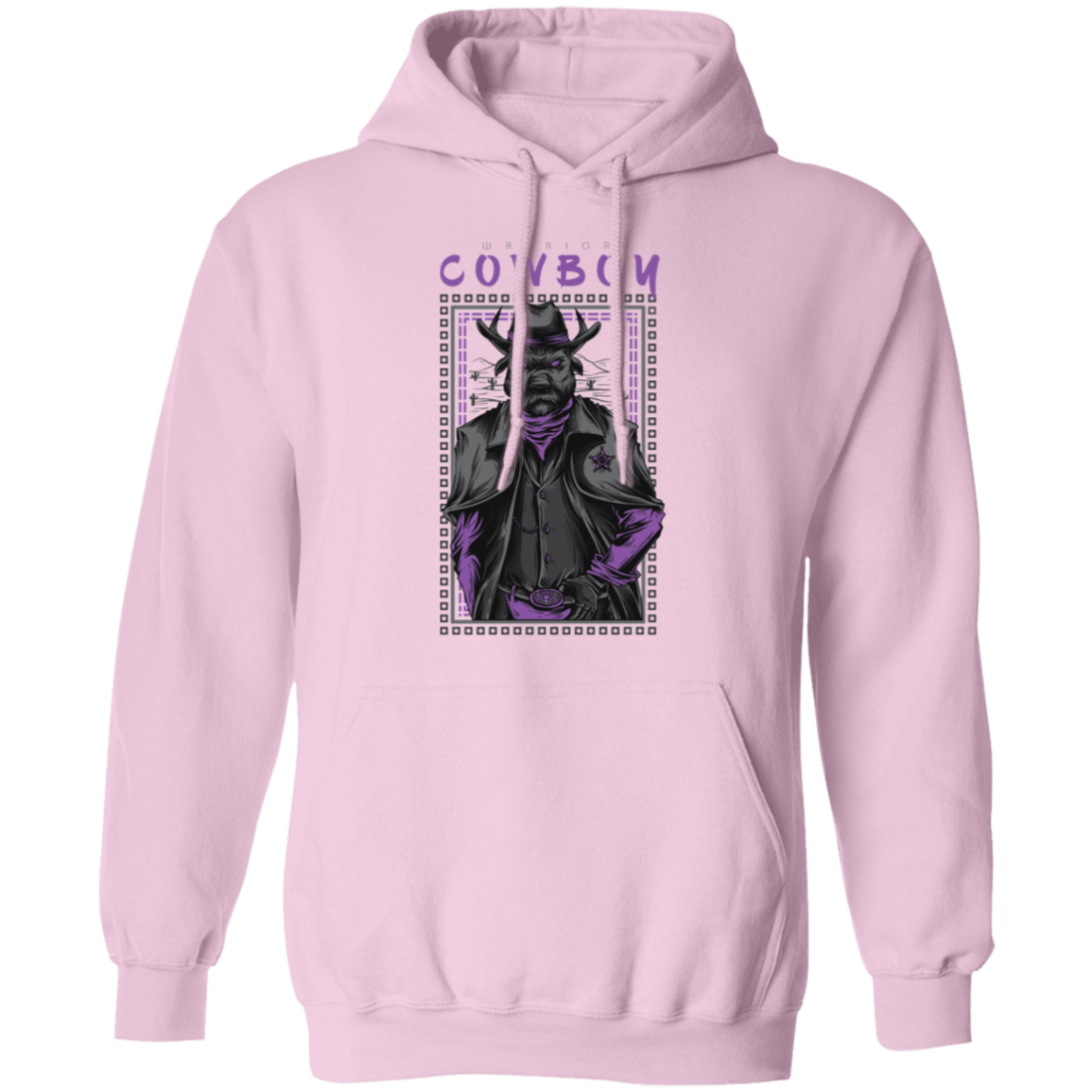 Warrior Cowboy Pullover Hoodie - Hoodies Light Pink / M Real Domain Streetwear Real Domain Streetwear