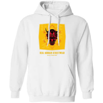 Hannya Mask Style Pullover Hoodie - Hoodies White / M Real Domain Streetwear Real Domain Streetwear
