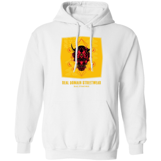 Hannya Mask Style Pullover Hoodie - Hoodies White / M Real Domain Streetwear Real Domain Streetwear