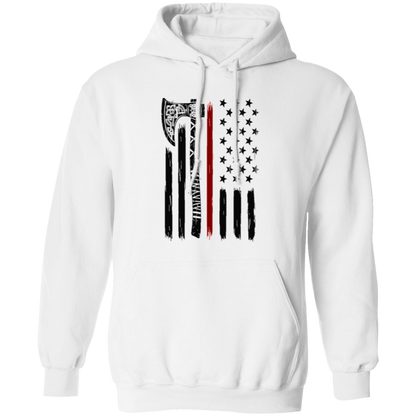 Viking Axe American Flag Pullover Hoodie - Hoodies White / M Real Domain Streetwear Real Domain Streetwear