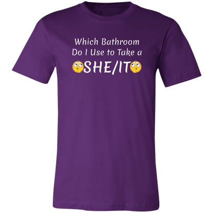 Which Bathroom... Jersey Short-Sleeve T-Shirt - T-Shirts Team Purple / X-Small Real Domain Streetwear Real Domain Streetwear