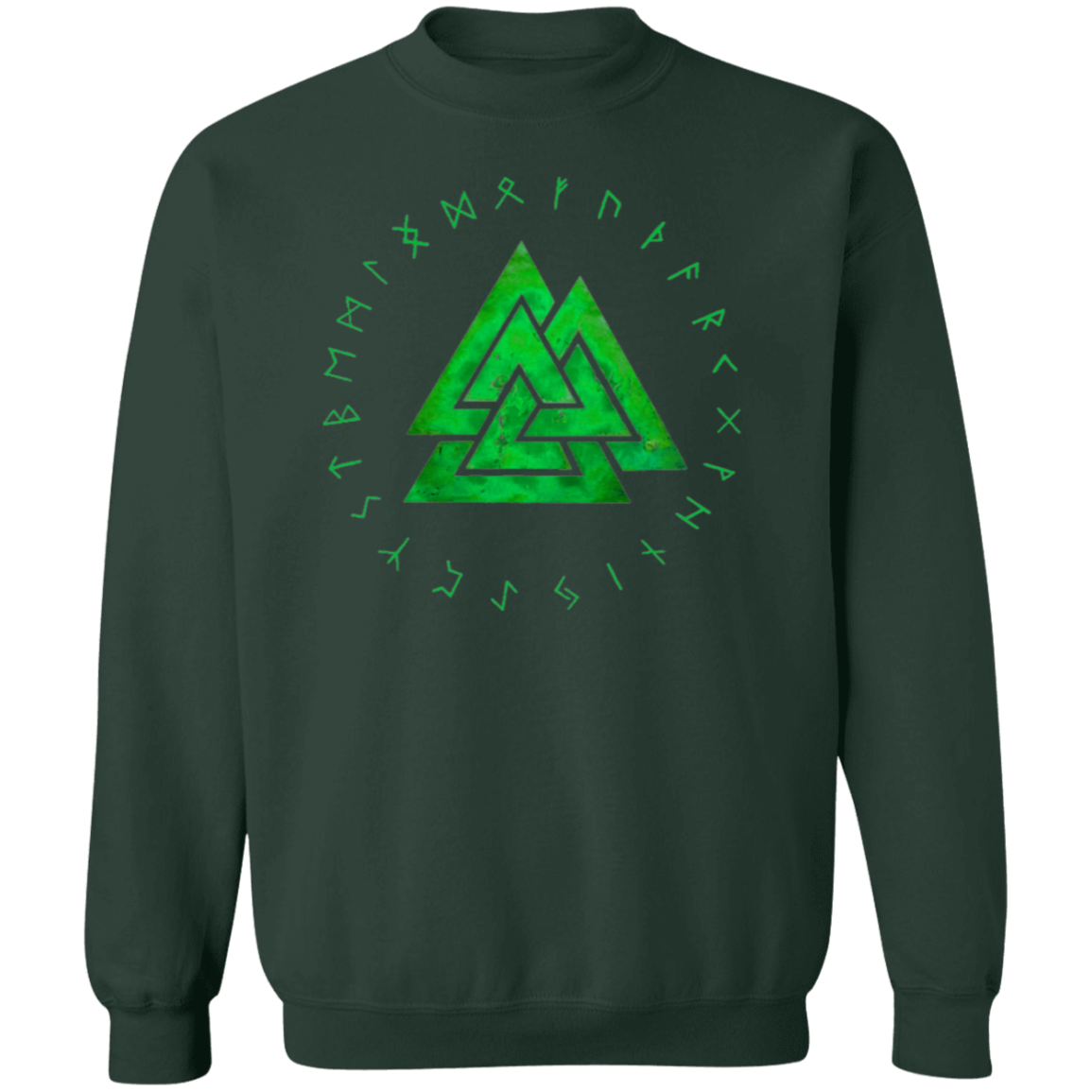 Valknut & Runes Crewneck Pullover Sweatshirt - Sweatshirts Forest Green / M Real Domain Streetwear Real Domain Streetwear