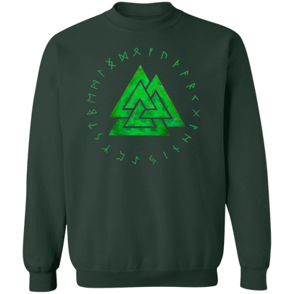 Valknut & Runes Crewneck Pullover Sweatshirt - Sweatshirts Forest Green / M Real Domain Streetwear Real Domain Streetwear