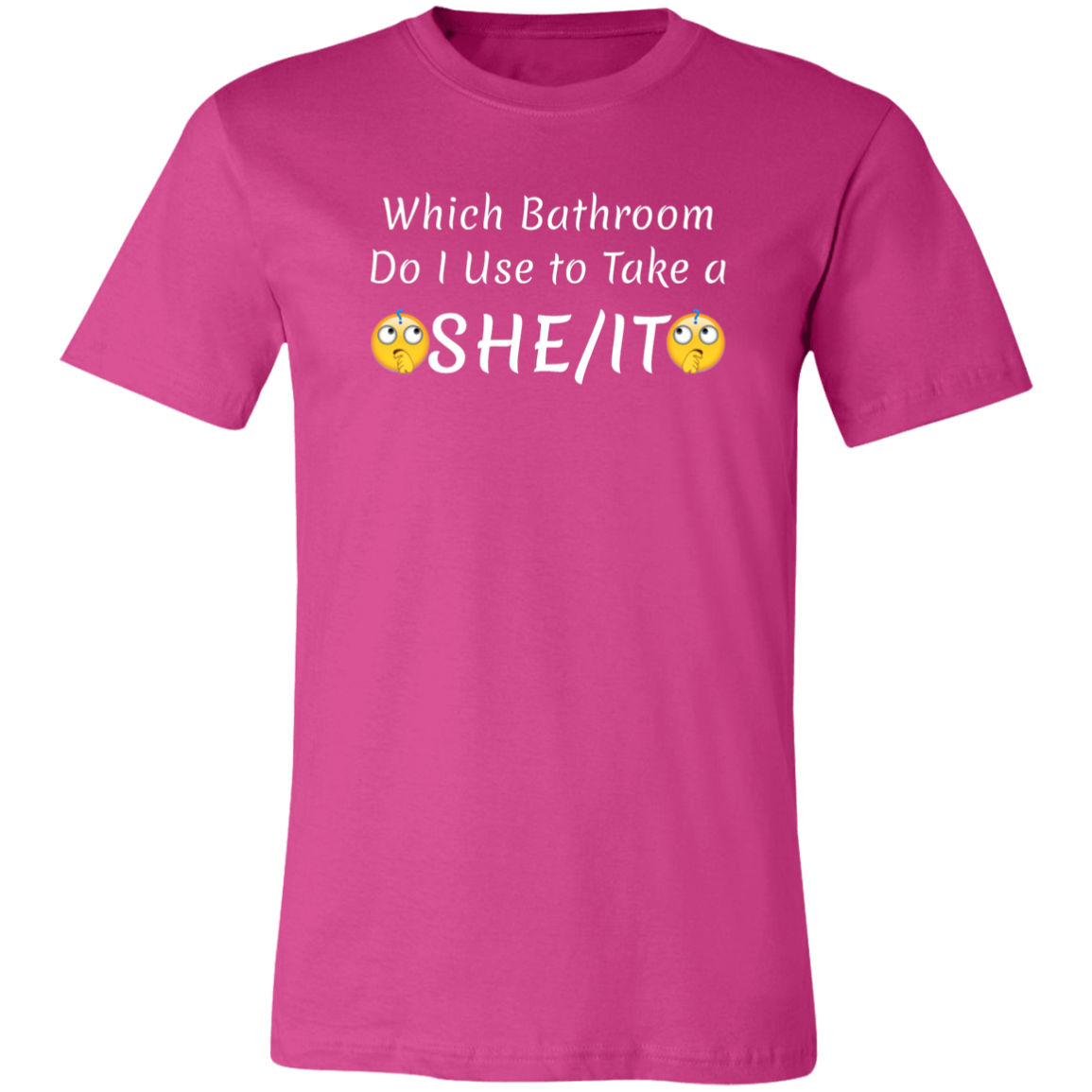 Which Bathroom... Jersey Short-Sleeve T-Shirt - T-Shirts Berry / X-Small Real Domain Streetwear Real Domain Streetwear