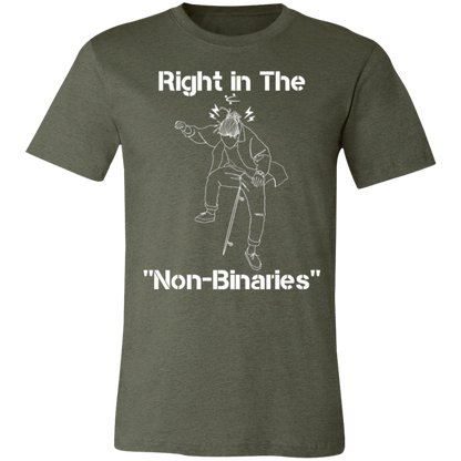 Right in the "Non-Binaries" Jersey Short-Sleeve T-Shirt - T-Shirts Heather Military Green / S Real Domain Streetwear Real Domain Streetwear